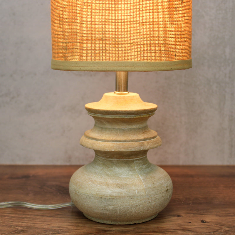 Mango Wood Table Lamp with Jute Shade