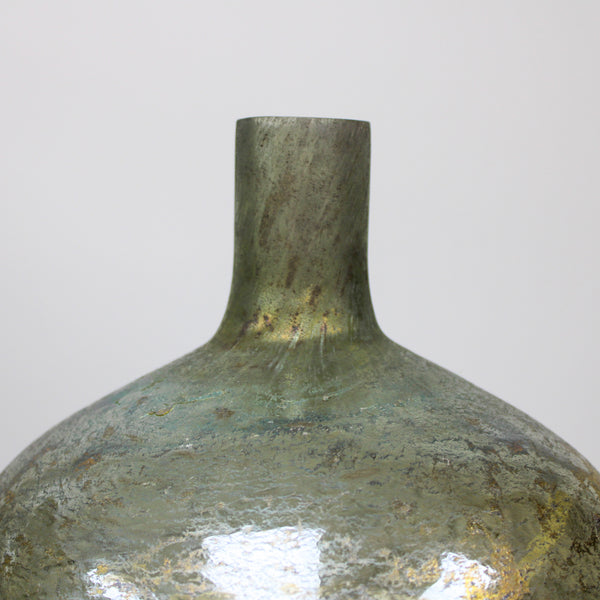11.5 Inch Antique Light Green Matte Glass Bottle Vases
