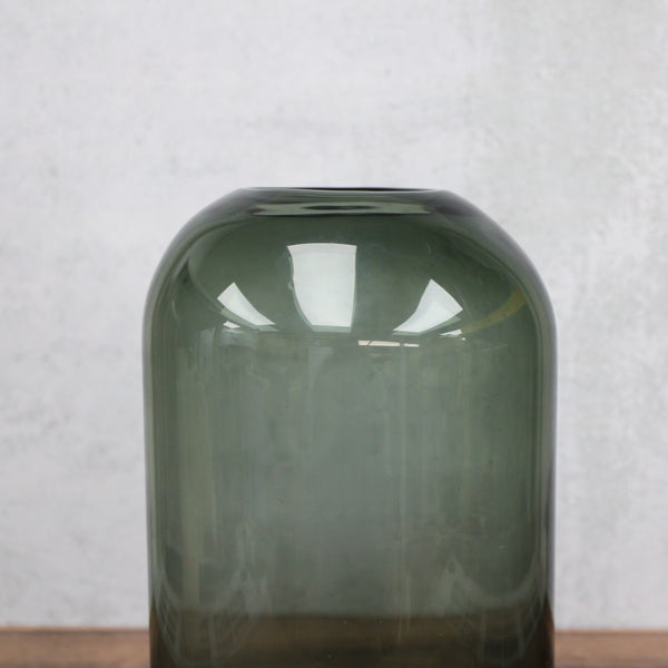 9.75 Inch Gray Transparent Glass Vase