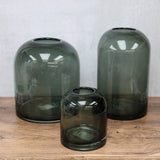 9.75 Inch Gray Transparent Glass Vase