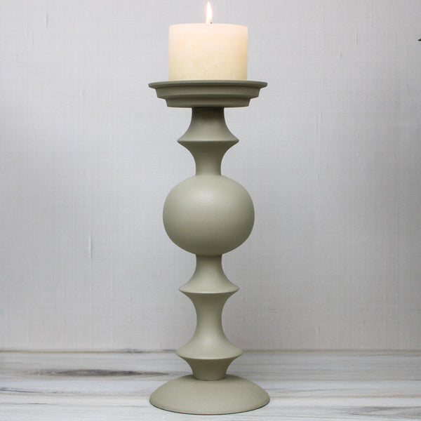13.25 Inch Ivory Matte Metal Candle Stick