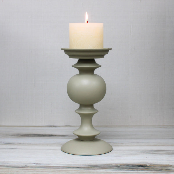 10 Inch Ivory Matte Metal Candle Stick
