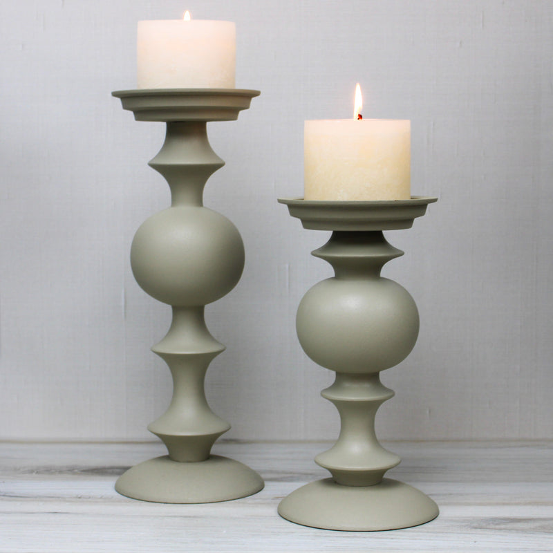 10 Inch Ivory Matte Metal Candle Stick