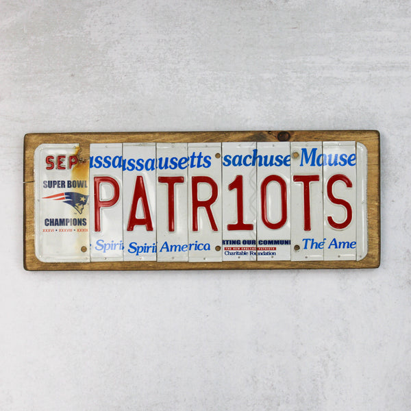 "Patriots" License Plate Sign