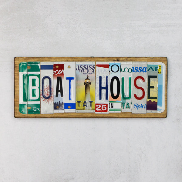 "Boathouse" License Plate Sign