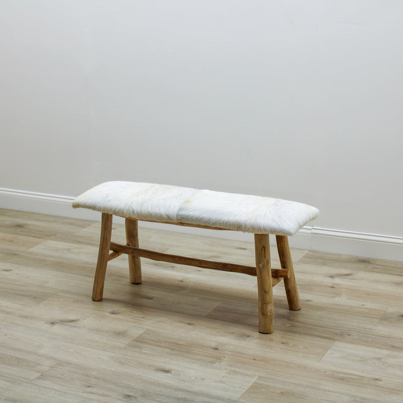 Wood Bench with Goat Fur Top