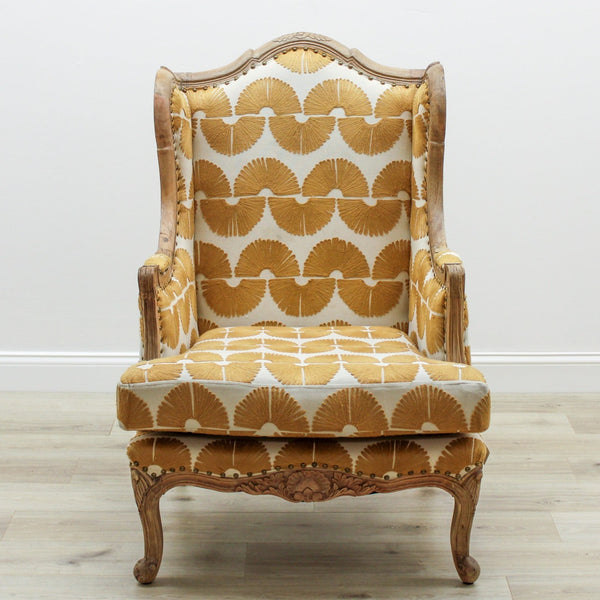 Cotton Embroidered Upholstered Arm Chair