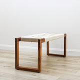 Teak Wood and Hand-woven Cotton Rope Bench