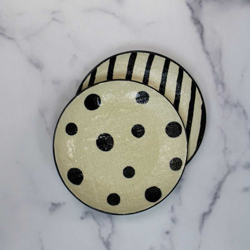 Striped Hand-Painted Plate with Linen Texture