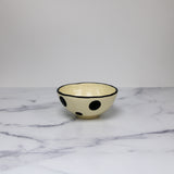 Polka-Dot Hand-Painted Stoneware Bowl with Linen Texture