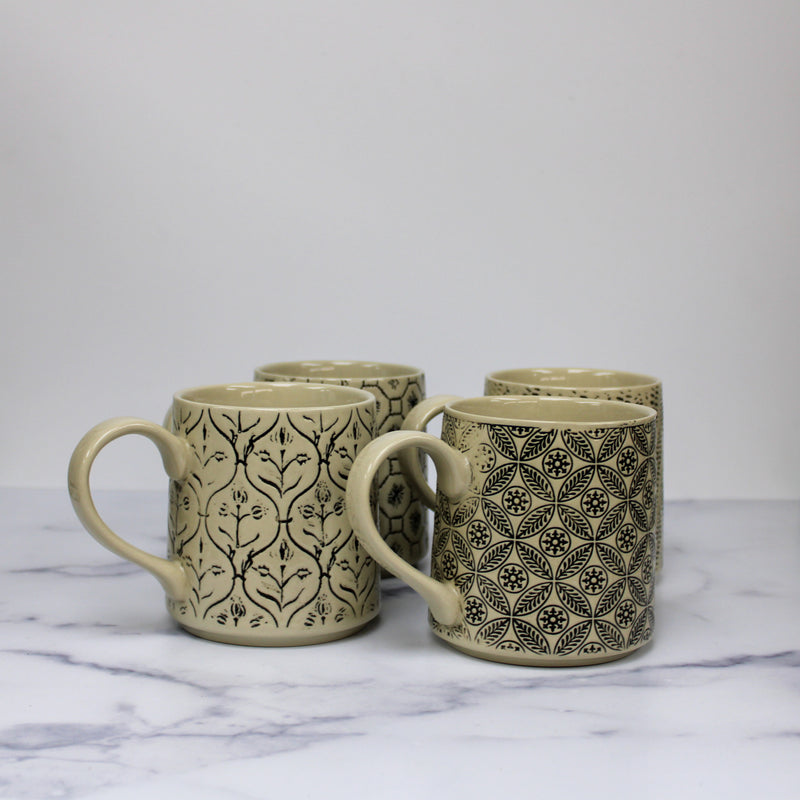 Hand-Stamped Mug with Pattern (Style 3)
