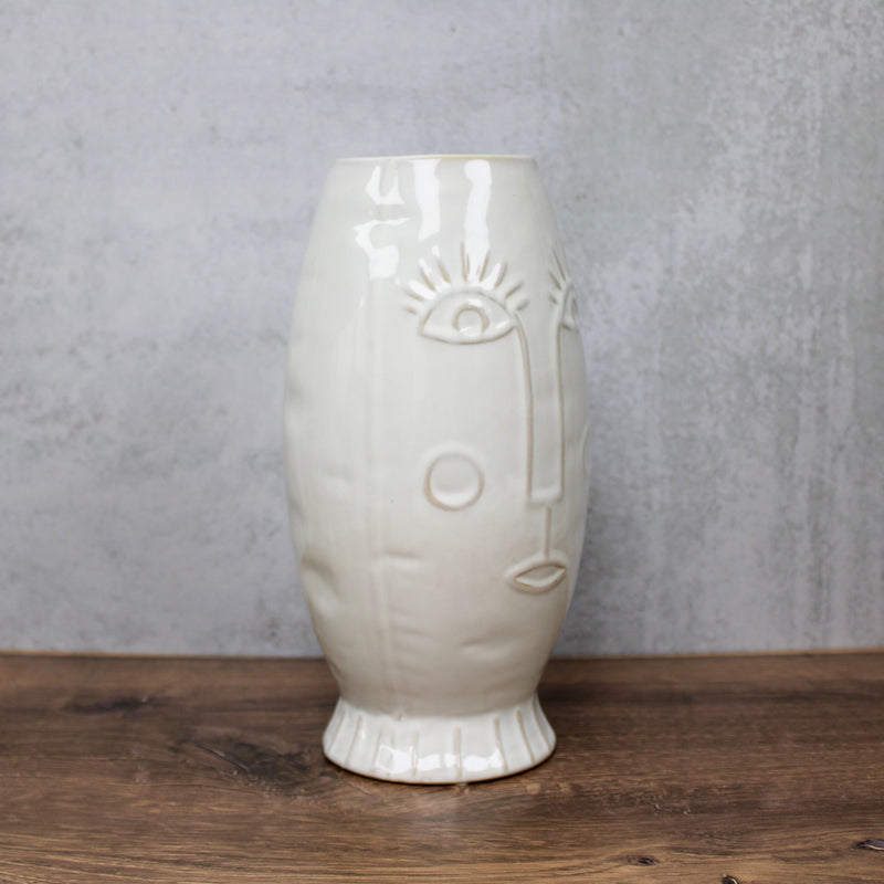 Tall Modern Face Vase