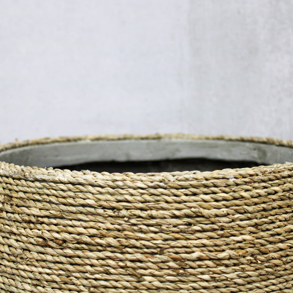 Large Half Seagrass Covered Planter