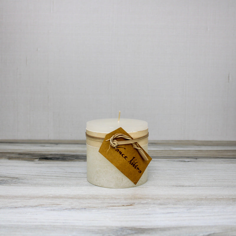 White Timber Pillar Candle (3.25"Tall)
