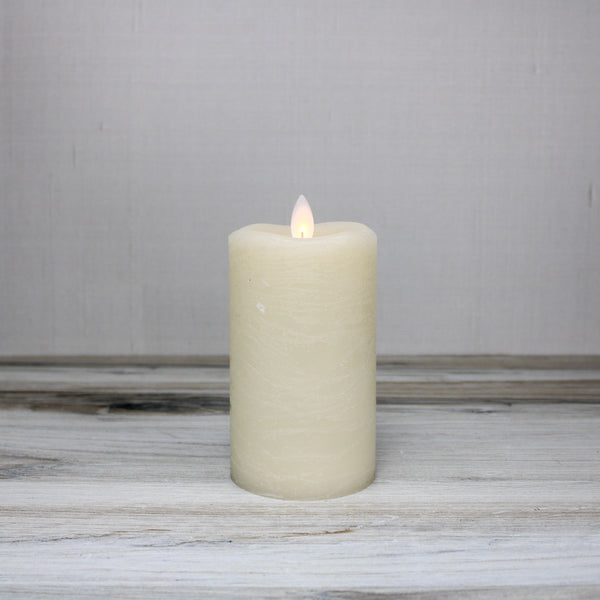 Cream Frosted Rustic LED Pillar Candle (5"Tall)