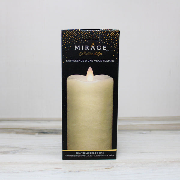 Cream Frosted Rustic LED Pillar Candle (7"Tall)