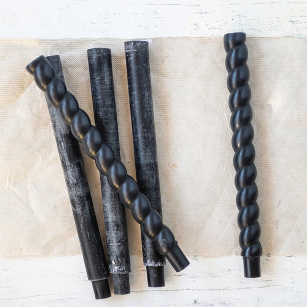 Black Twisted Taper Candles set of 2